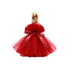 Lumanare de botez Minnie rosie