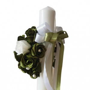 Lumanare de botez,ornament trandafiri din sapun,multicolori.HUG2 - Img 2