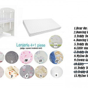 Pachet 3 in 1 Patut Safari Giraffe Alb 120x60 - Img 4