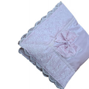 Pled Deluxe bebelusi, saten si dantela, roz