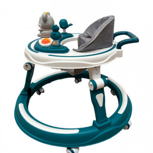 Premergator muzical, Soricel,cu baza rotunda, metalica, max 12 kg, pentru 6 luni+, verde - Img 4