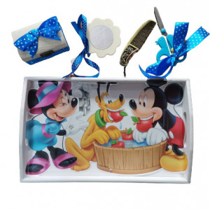 Set 5 piese tavita de mot alba, Minnie&Mickey,fundita albastra - Img 1