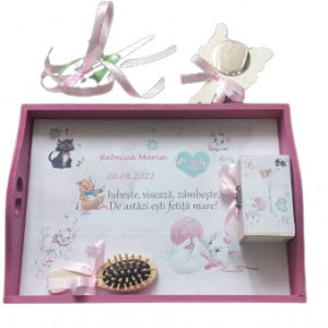 Tavita de mot 5 piese ,personalizata,pisicile aristocrate,roz,en gros - Img 2