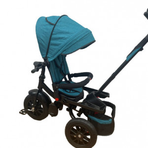 Tricicleta 5099 EVA cu pozitie de somn, scaun reversibil, roti din cauciuc, far cu lumini si muzica, verde - Img 5