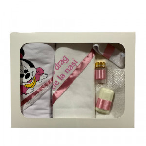 Trusou pentru botez ,Minnie Mouse,alb-roz,6 piese, en gros