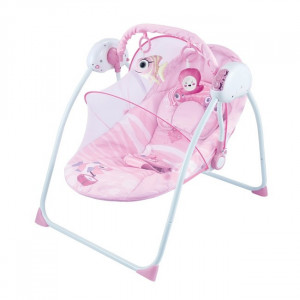 Balansoar electric bebe, cu telecomanda si melodii incluse, A2, roz - Img 2