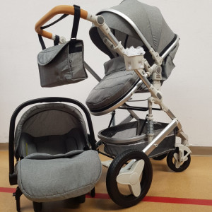 CARUCIOR 3 IN 1, CU LANDOU TRANSFORMABIL SI SCOICA, 0-36 LUNI, HUG 530W, GRI - Img 3