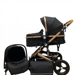 Carucior 3 in 1, maner reversibil,cadru aluminiu foarte usor, T5,negru