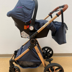 Carucior 3in1, Trei Piese Separate, Landou Reversibil, T6, 0 - 36 luni, ALBASTRU - Img 3