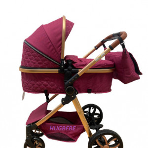 Carucior bebe 3 in 1, cu landou reversibil, suspensii pe roata si pe cadru, T9, MOV