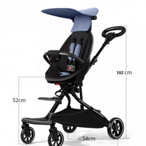 Carucior sport ultrausor, compact,cu scaun reversibil, parasolar rotativ, protectie UV, 6 luni-3 ani, negru/roz - Img 4