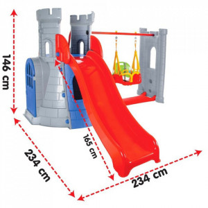Centru de joaca Pilsan Castle Slide and Swing Set grey - Img 2