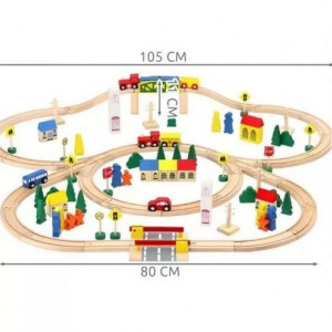 Circuit de masinute Orbit, din lemn, 100 de piese