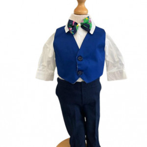 Costum de botez Grey Blu,, sezon primavara-toamna, 0-9 luni, albastru - Img 2