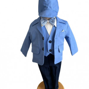 Costum de botez Grey Blu,, sezon primavara-toamna, 0-9 luni,bleu - Img 1