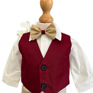 Costum de botez Grey Blu,, sezon primavara-toamna, 0-9 luni,rosu inchis - Img 2