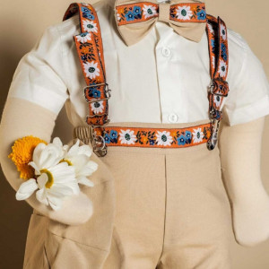 Costum de vara, pentru botez, Jules, 5 piese, bej - Img 3