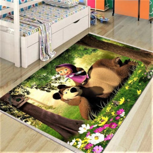 Covor copii, Masha si Ursul, antiderapant, dim 80*150 cm