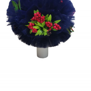 Lumanare de botez bleumarin, cu ornamente florale, hug 100
