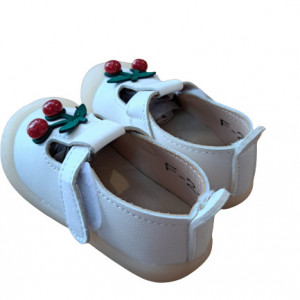 Pantofiori bebe, cu talpa de silicon si bombeu in fata, crem, Ciresica - Img 2