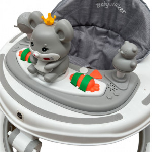 Premergator muzical, Soricel,cu baza rotunda, metalica, max 12 kg, pentru 6 luni+, gri - Img 3