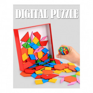 Puzzle Tangram 203 Piese cu Betisoare si Cifre