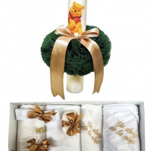 Set lumanare cu trusou Winnie, verde/auriu