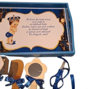 Tavita de mot, Baby Prince realizata pe tavita vopsita, set de 5 piese