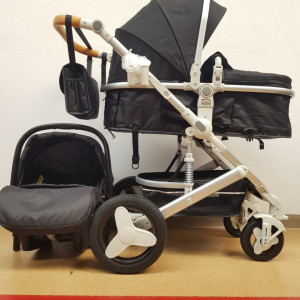 CARUCIOR 3 IN 1, CU LANDOU TRANSFORMABIL SI SCOICA, 0-36 LUNI, HUG 530W, NEGRU - Img 2