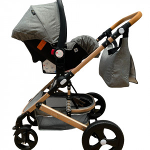Carucior bebe 3 in 1, landou reversibil, cu roti pivotante si suspensii,cadru aluminiu foarte usor, T5,gri