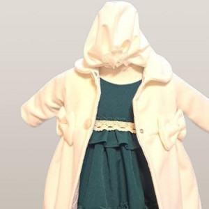 Compleu botez, 4 piese, rochita, paltonas, turban,bentita, Nico , verde/crem