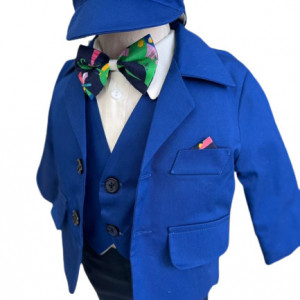 Costum de botez Grey Blu,, sezon primavara-toamna, 0-9 luni, albastru - Img 3