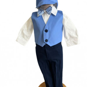 Costum de botez Grey Blu,, sezon primavara-toamna, 0-9 luni,bleu - Img 2