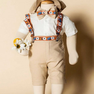 Costum de vara, pentru botez, Jules, 5 piese, bej - Img 4