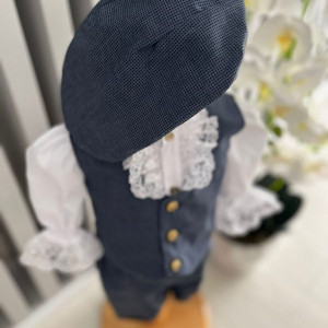 Costum elegant pentru ocazii speciale, cu pantaloni3/4 si vestuta , 0-12 luni, gri inchis, engros - Img 2