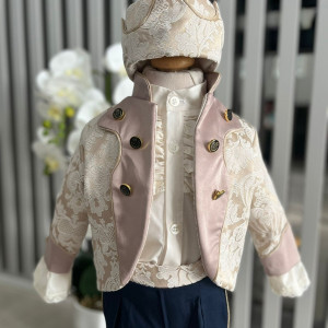 Costum pentru botez Regal, crem - Img 1