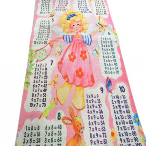 Covor copii,roz,tabla inmultirii,antiderapant,,80x150cm