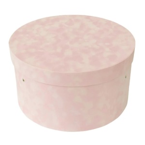 Cutie cufar rotunda din catifea pentru trusou botez,roz prafuit,EN GROS