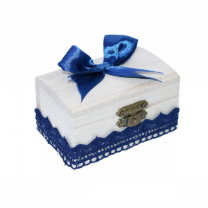 Cutiuta din lemn pentru suvita sau amintiri, bleumarin dantela