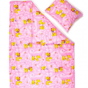 Lenjerie patut bebe, pentru pat 60*120 cm, diverse imprimeuri, roz