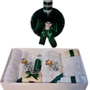 lumanare si trusou pentru botez ingeras verde