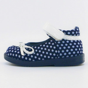 Pantofi ortopedici piele, talonet, bleumarin cu buline
