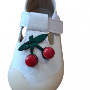 Pantofiori bebe, cu talpa de silicon si bombeu in fata, crem, Ciresica - Img 3