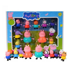 Set 11 figurine Peppa Pig , in cutie, membre mobile, cap moale