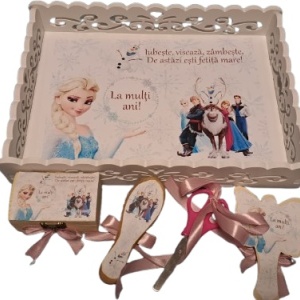 Tavita de mot, material MDF, cu margini dantelate, 33x24 cm,Frozen, en gros