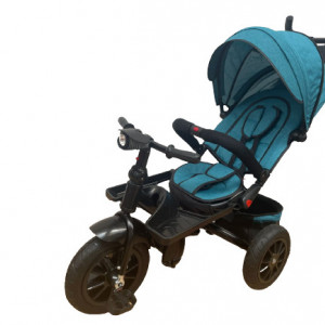 Tricicleta 5099 EVA cu pozitie de somn, scaun reversibil, roti din cauciuc, far cu lumini si muzica, verde - Img 1