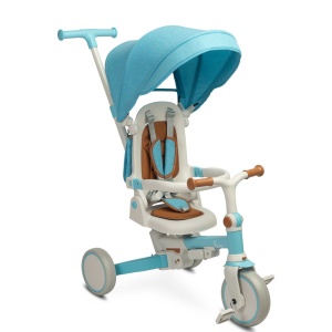 Tricicleta evolutiva Faro, 3 in 1, cu scaun si roti rotative, 18 luni-6 ani, albastru