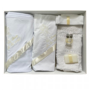 Trusou de botez, 6 piese ,Ingeras brodat, ,ivoire