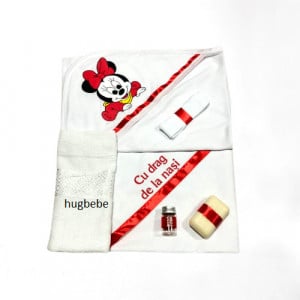 Trusou de botez 6 piese Minnie rosu, EN GROS