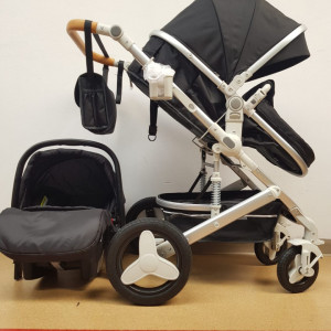 CARUCIOR 3 IN 1, CU LANDOU TRANSFORMABIL SI SCOICA, 0-36 LUNI, HUG 530W, NEGRU - Img 3